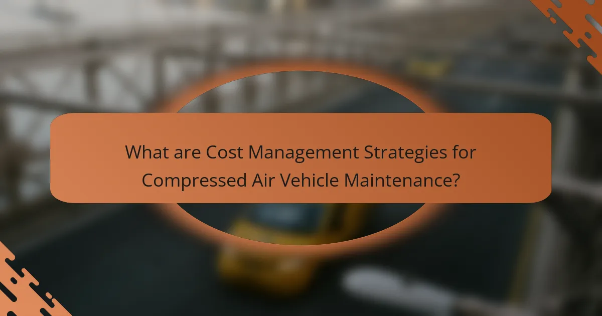 What are Cost Management Strategies for Compressed Air Vehicle Maintenance?